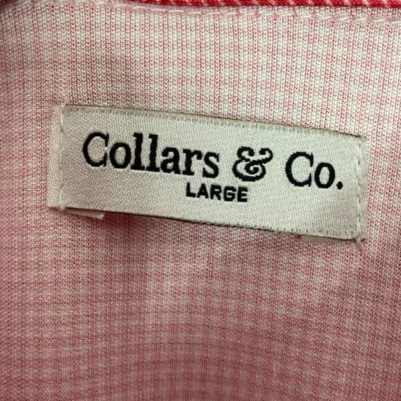 Collars & Co Polo Shirt Mens L Red Houndstooth Golf Preppy Dress Collar NWT - Picture 3 of 10